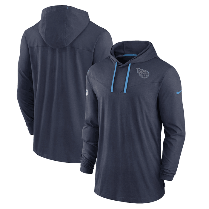 Men's Tennessee Titans Navy Sideline Pop Performance Pullover Long Sleeve Hoodie T-Shirt Men's Tennessee Titans Navy Sideline Pop Performance Pullover Long Sleeve Hoodie T-Shirt